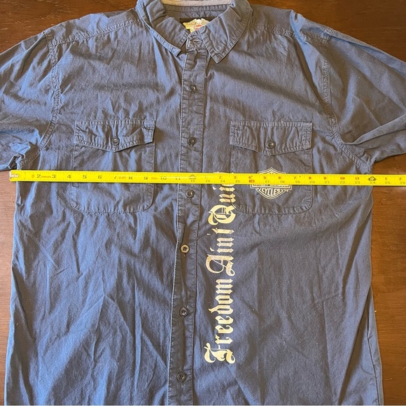 Harley Davidson men 100% cotton Freedom Ain’t Quiet button up short sleeve. Sz L - Picture 2 of 10